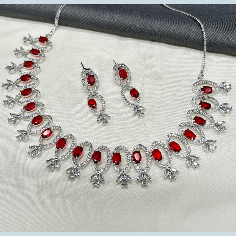 Shagna Silver Plated AD Necklace Set