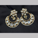 Shagna Gold Plated Polki Kundan Stone And Pearls Dangler Earrings