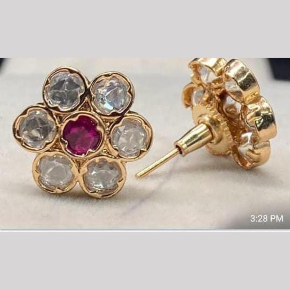 Shagna Gold Plated Polki Kundan Stone Studs