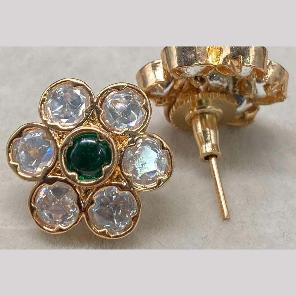 Shagna Gold Plated Polki Kundan Stone Studs