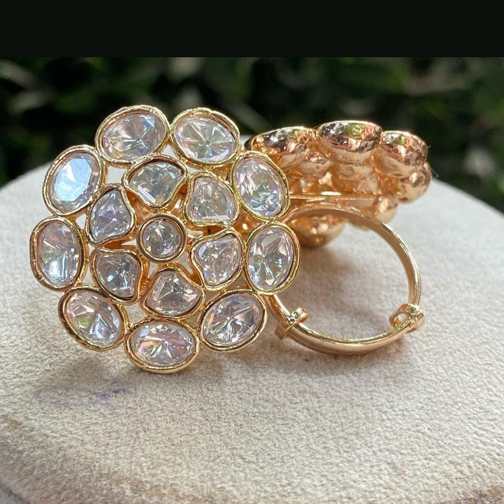 Shagna Gold Plated Polki Kundan Stone Ring