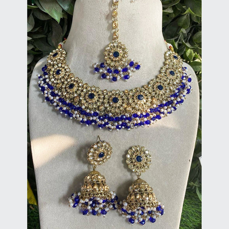 Shagna Gold Plated Crystal Stone And Beads Necklace Set