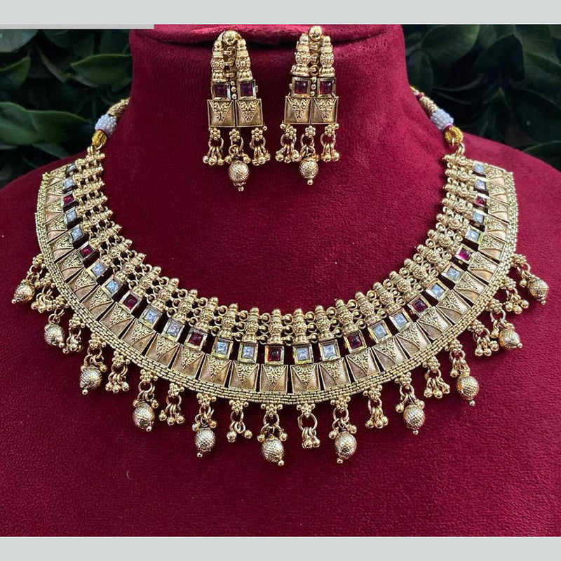 Shagna Gold Plated Pota Stone Necklace Set