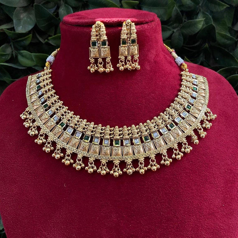 Shagna Gold Plated Pota Stone Necklace Set