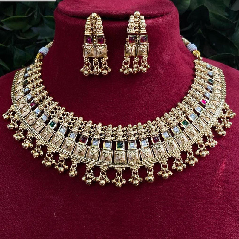 Shagna Gold Plated Pota Stone Necklace Set