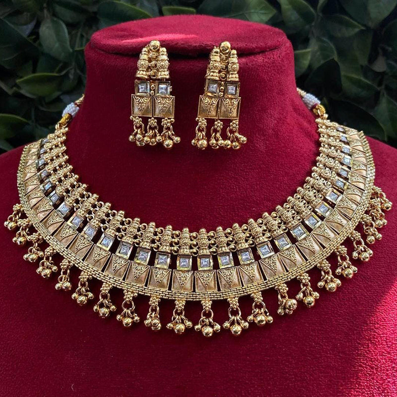 Shagna Gold Plated Pota Stone Necklace Set