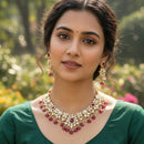 Shagna Designer Polki Kundan Stones Pearl And Beads Necklace Set 