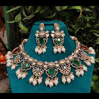 Shagna Designer Polki Kundan Stones Pearl And Beads Necklace Set 