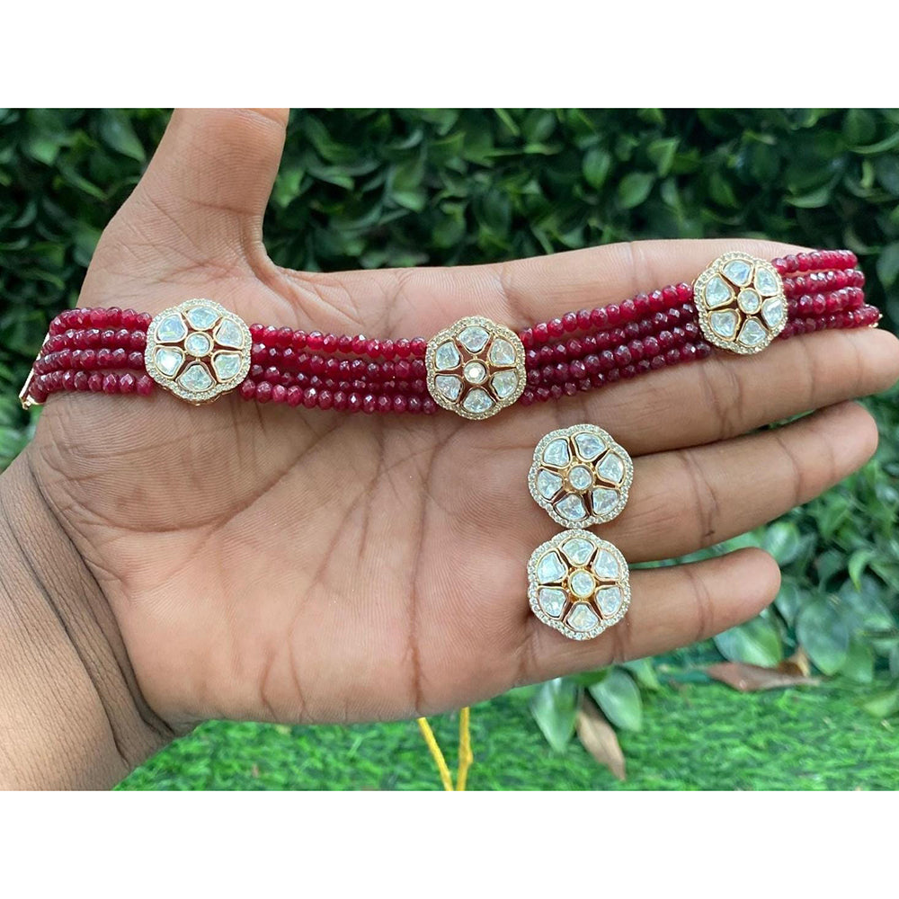 Shagna Heritage Polki Kundan Stone And Pearl Choker Necklace Set