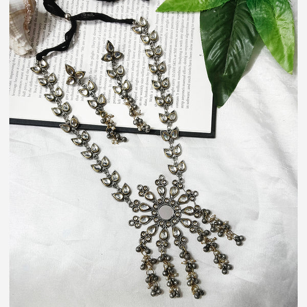 Bhavi Jewels Oxidised Plated Long Necklace Set