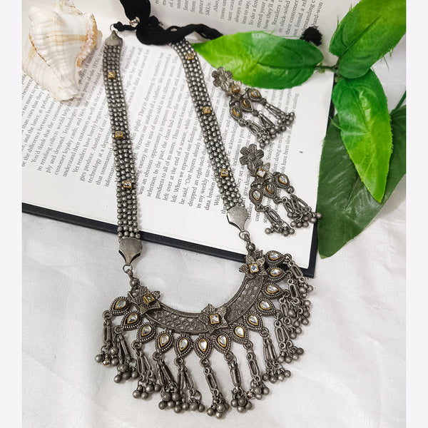 Bhavi Jewels Oxidised Plated Long Necklace Set