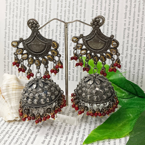 Bhavi Jewels Oxidised Plated Jhumki Earrings