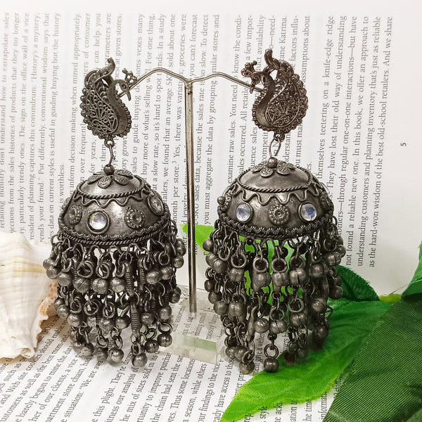 Bhavi Jewels Oxidised Plated Jhumki Earrings