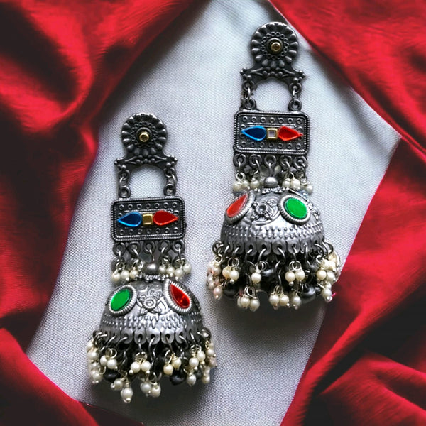 Blythediva Oxidised Plated Jhumki Earrings