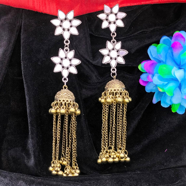 Blythediva 2Tone Plated Mirror Jhumki Earrings