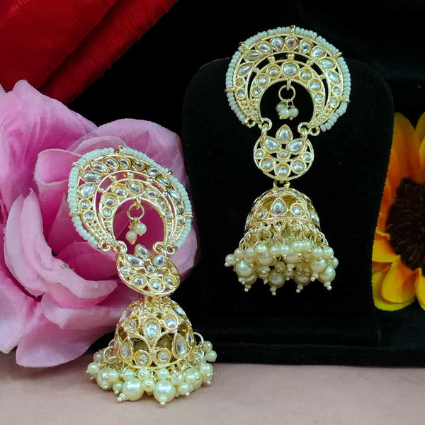 Blythediva Gold Plated Kundan Stone And Pearls Jhumki Earrings