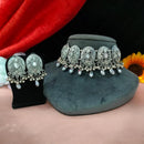 Blythediva Oxidised Plated Kundan And Pearl Choker Necklace Set 