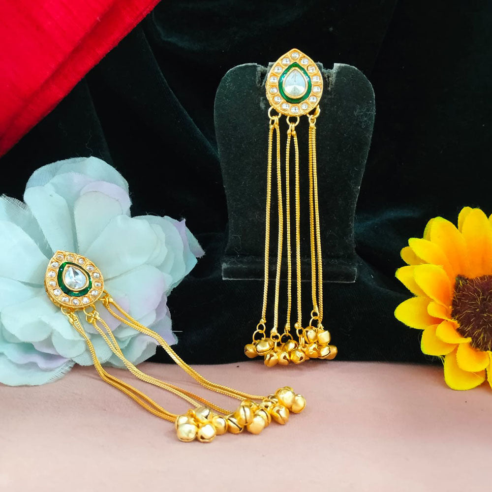 Blythediva Royal Kundan And Meenakari Ghungroo Kashmiri Long Dangler Earrings
