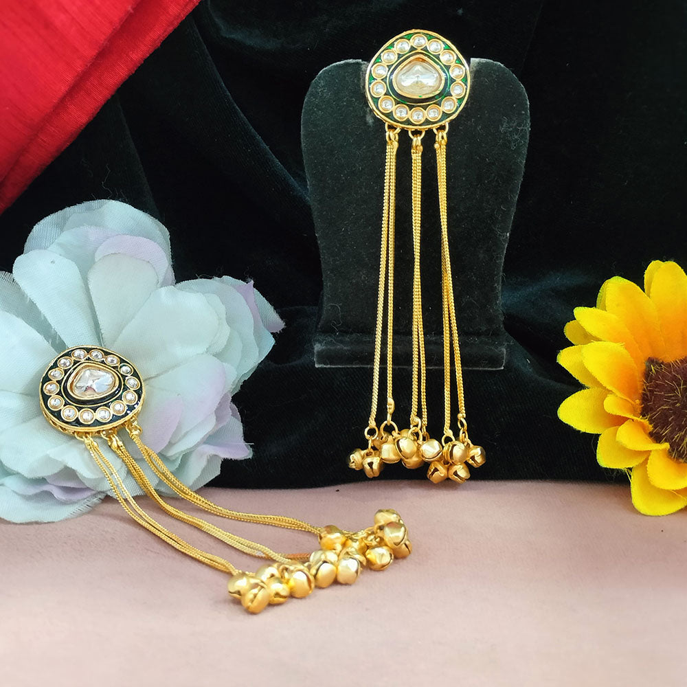 Blythediva Royal Kundan And Meenakari Ghungroo Kashmiri Long Dangler Earrings