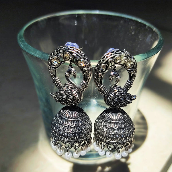 H K Fashion Oxidised Plated Jhumki Earrings