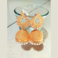 H K Fashion Rose Gold Plated Austrian Stone Jhumki Earrings