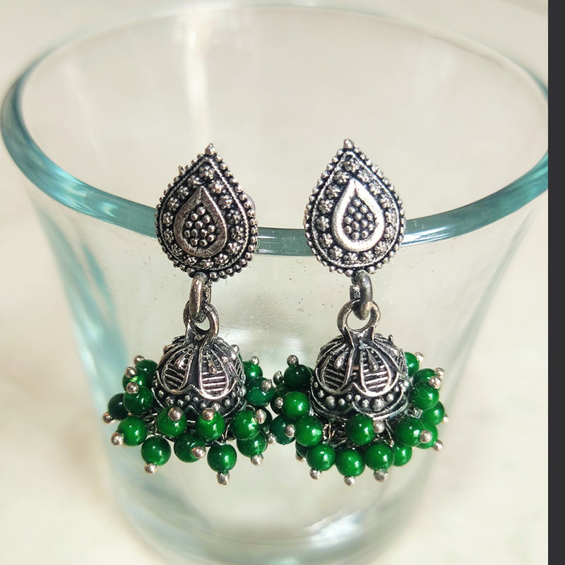 H K Fashion Silver Plated Jhumki Earrings