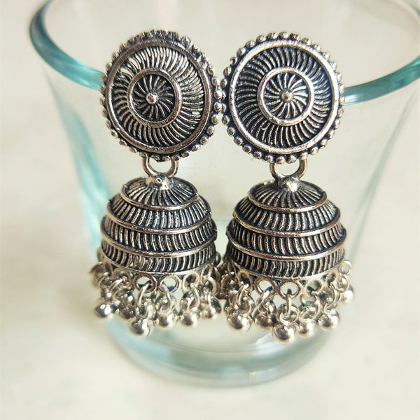 H K Fashion Silver Plated Jhumki Earrings