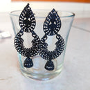 H K Fashion Black Plated Jhumki Earrings