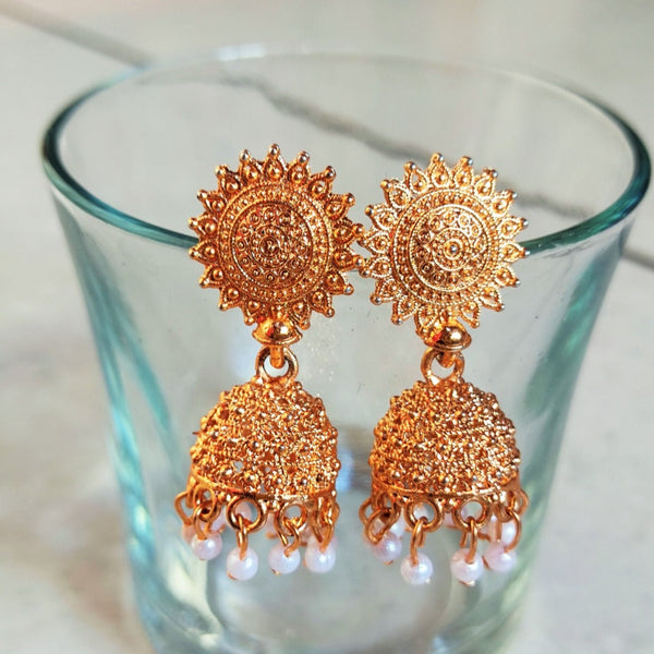 H K Fashion Rose Gold Plated Jhumki Earrings