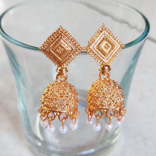 H K Fashion Rose Gold Plated Jhumki Earrings