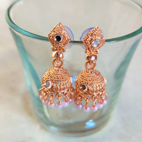 H K Fashion Rose Gold Plated Jhumki Earrings