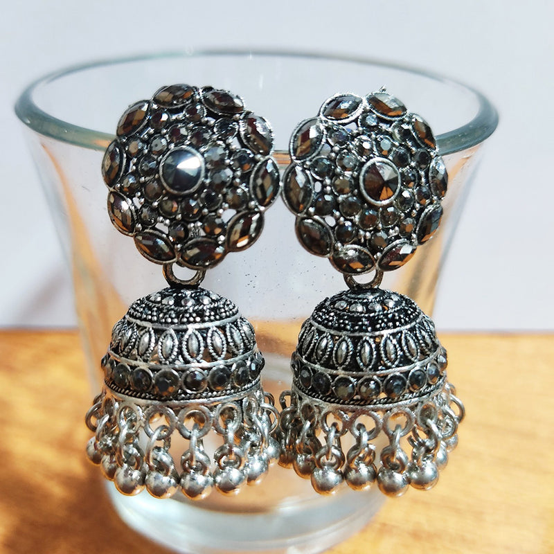 H K Fashion Silver Plated Jhumki Earrings