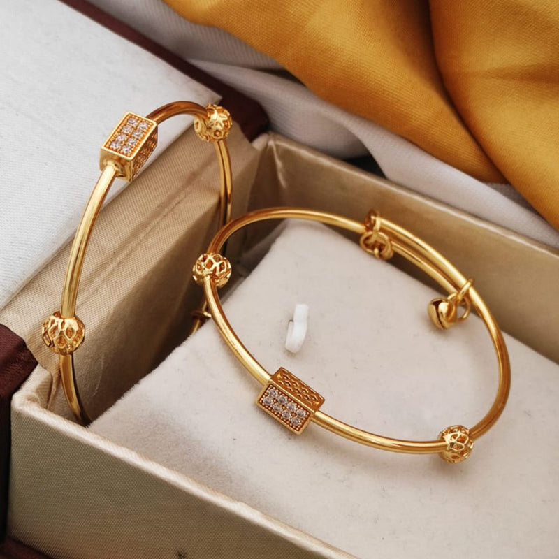 H K Fashion Gold Plated Adjustable Bangles Set