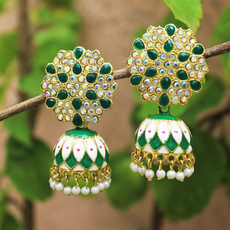 H K Fashion Gold Plated Meenakari Jhumki Earrings