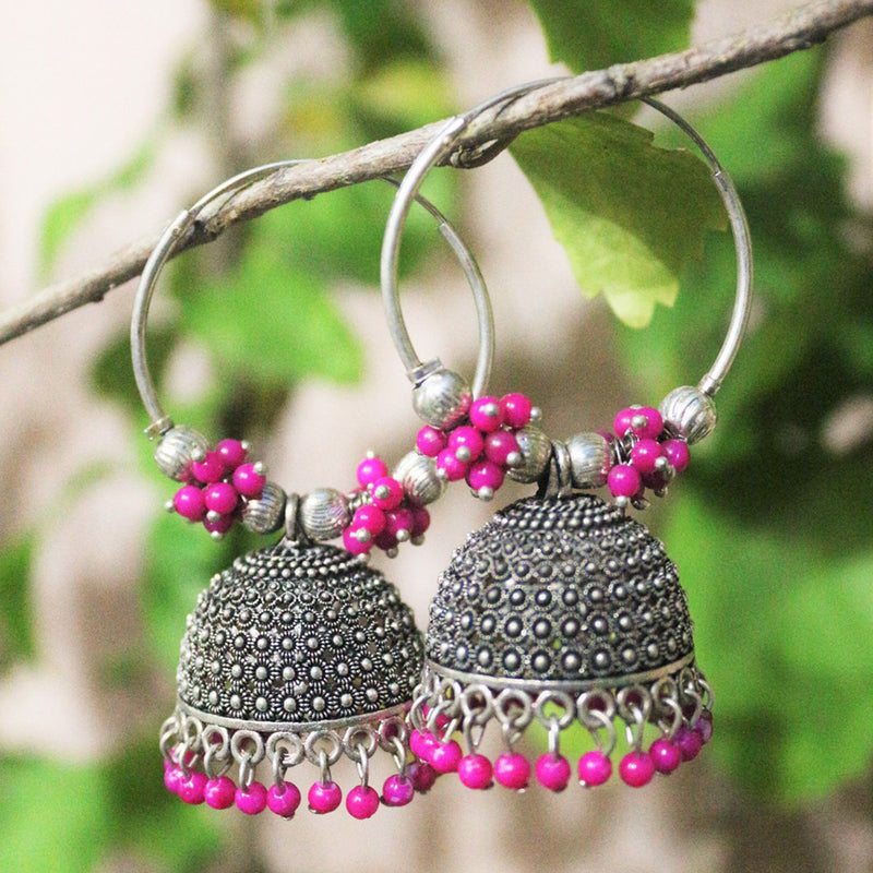 H K Fashion Silver Plated Jhumki Earrings