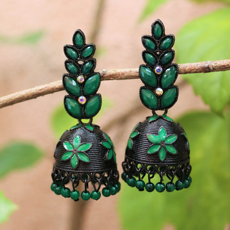 H K Fashion Black Plated Jhumki Earrings