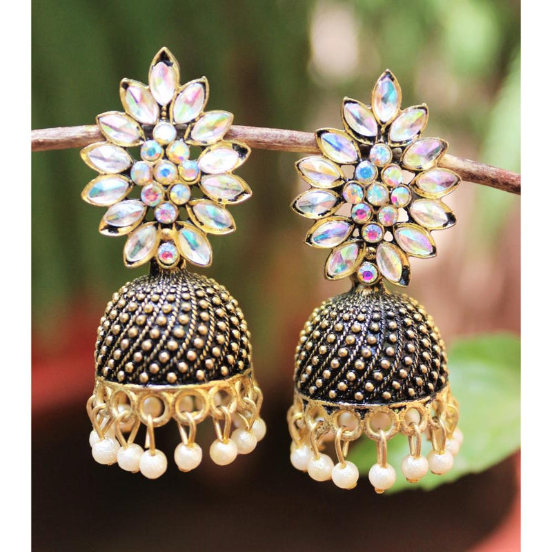 H K Fashion Gold Plated Austrian Stone Jhumki Earrings