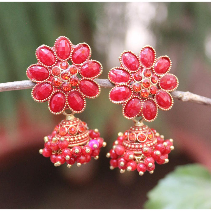 H K Fashion Pota Stone Jhumki Earrings