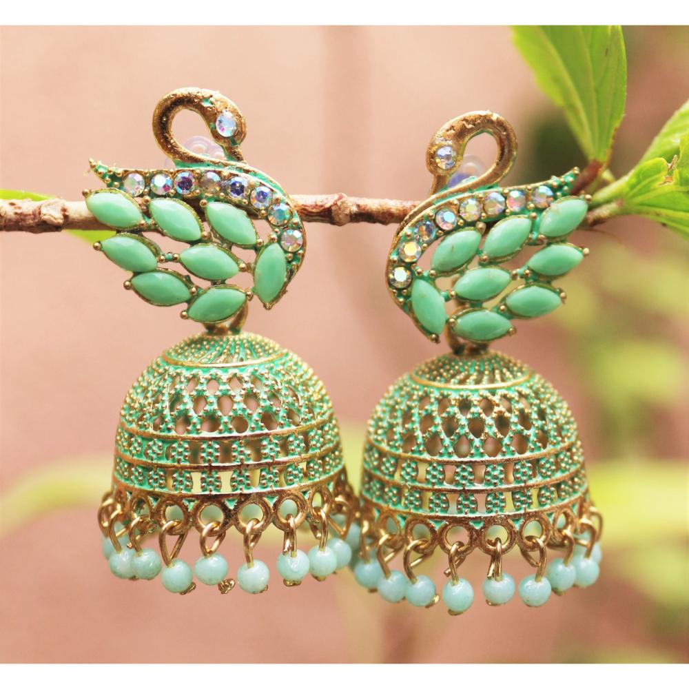 H K Fashion Pota Stone Jhumki Earrings