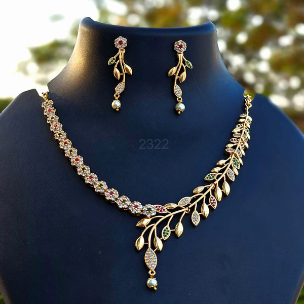 H K Fashion Gold Plated Austrian Stone  Necklace Set