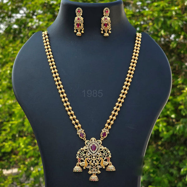 H K Fashion Gold Plated Austrian Stone Long Necklace Set