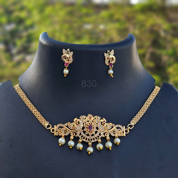 H K Fashion Gold Plated Austrian Stone Choker Necklace Set