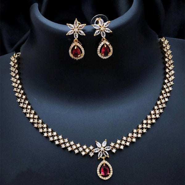 H K Fashion Gold Plated Austrian Stone Necklace Set