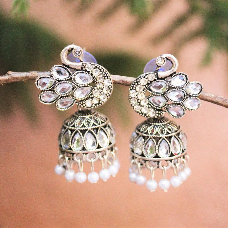 H K Fashion Oxidised Plated Jhumki Earrings