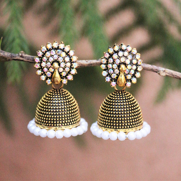 H K Fashion Gold Plated Austrian Stone Jhumki Earrings