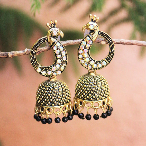 H K Fashion Gold Plated Austrian Stone Jhumki Earrings