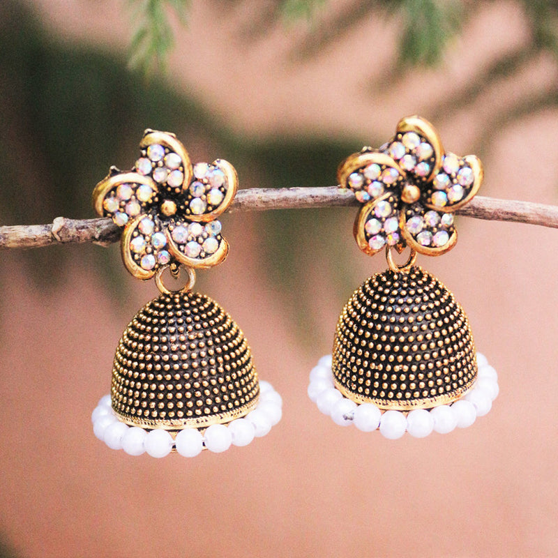 H K Fashion Gold Plated Austrian Stone Jhumki Earrings