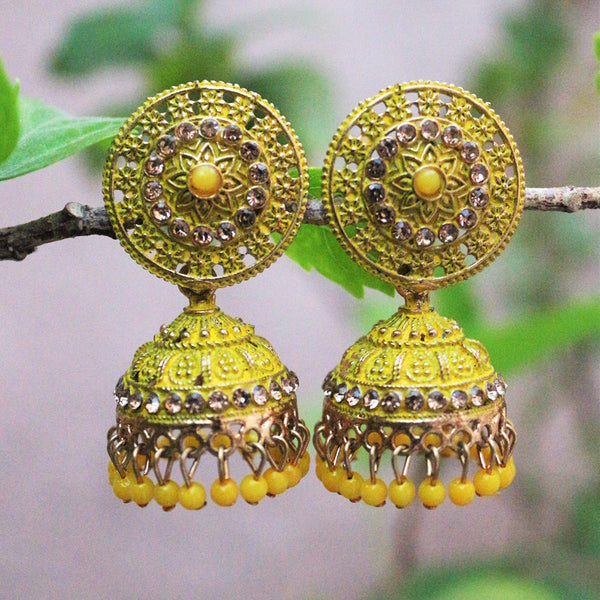 H K Fashion Gold Plated Austrian Stone  Jhumki  Earrings