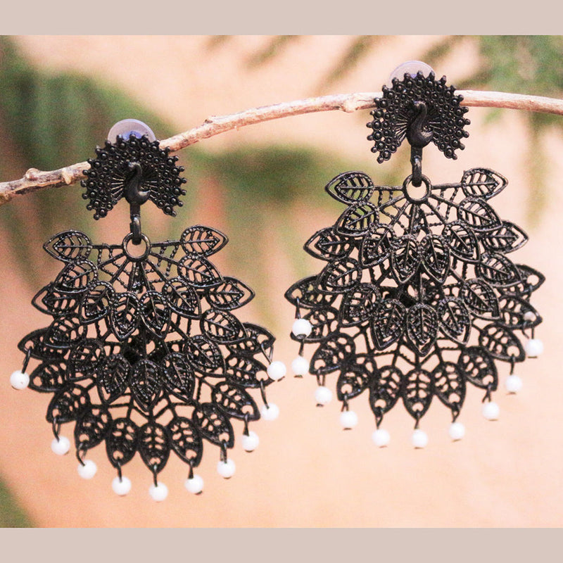 H K Fashion Black Plated  Dangler  Earrings