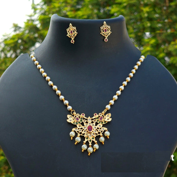 H K Fashion Gold Plated AD Necklace Set